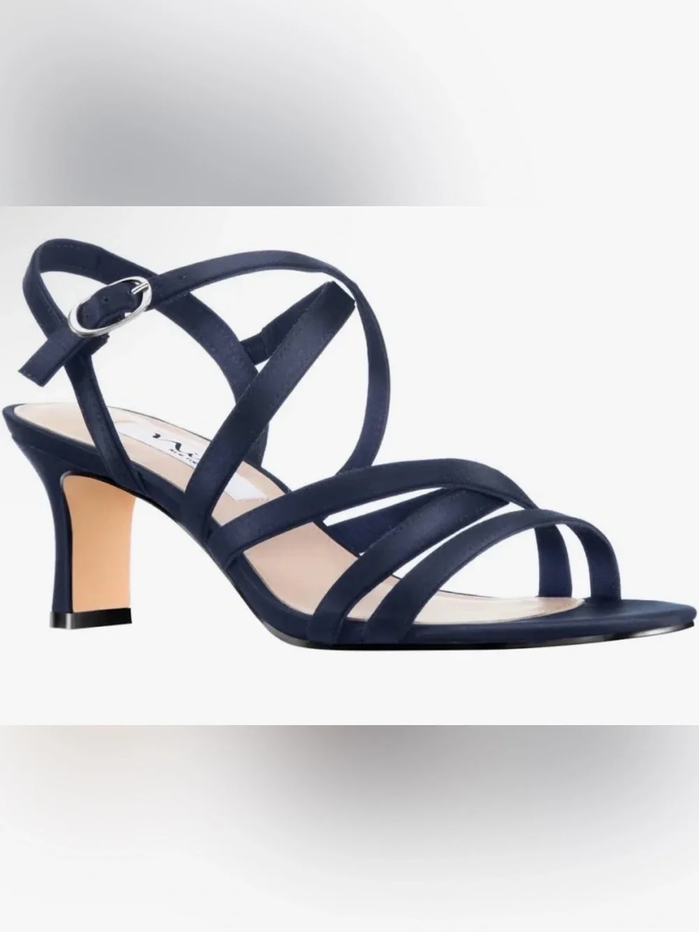 Nina Genaya New Navy Satin Kitten Heel | Size: 6W - Picture 1 of 8